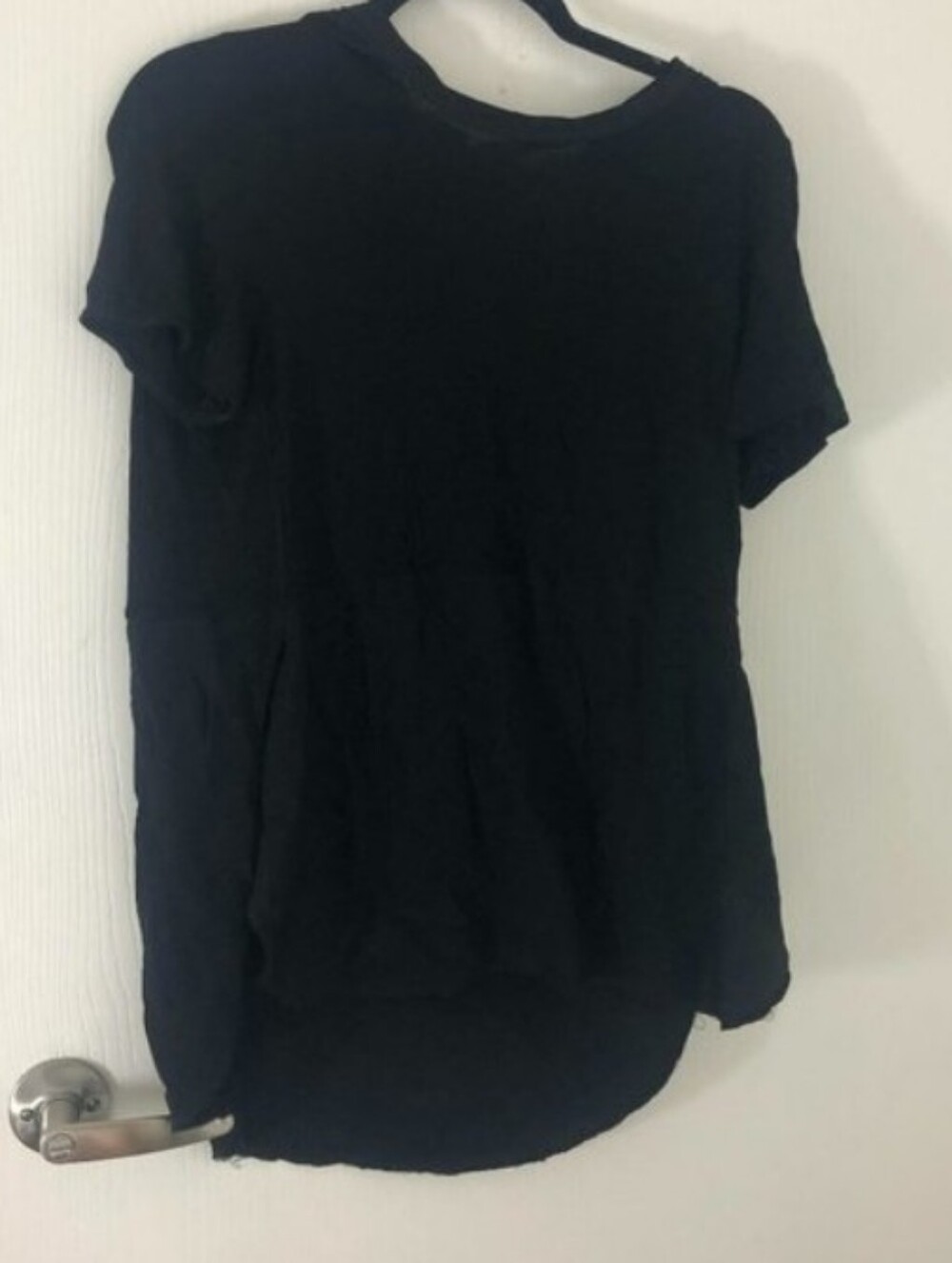 Wilfred Aritzia Black Rayon Silk Blend Side Slit Tee Blouse Sz S